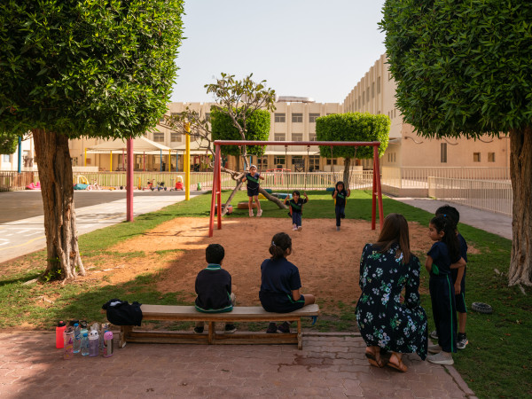 students on playground outside WellSpring Private School admissions